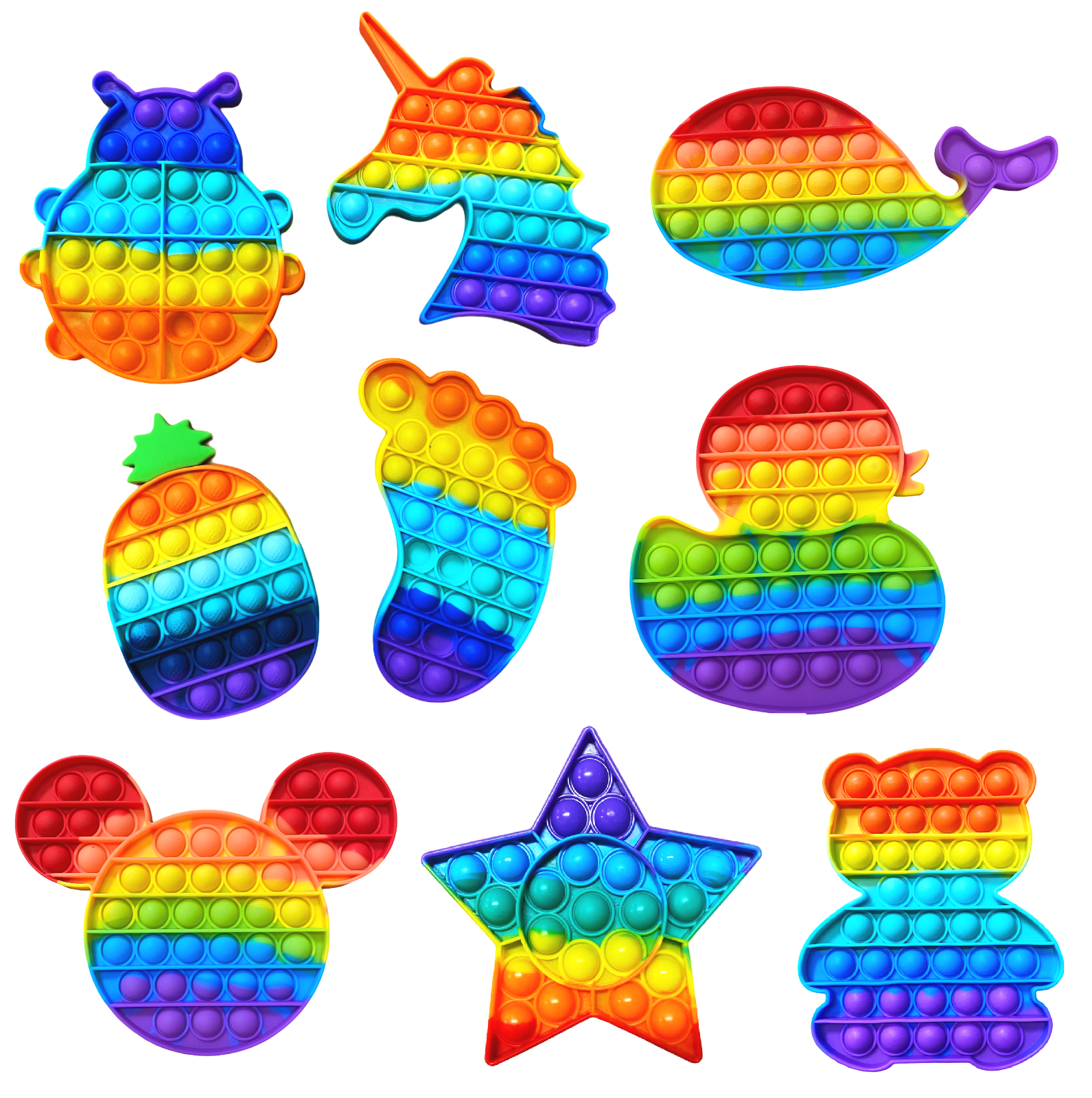 Push Pop Bubble It Silicone Sensory Fidget Rainbow Toy Autism Stress Relief Game