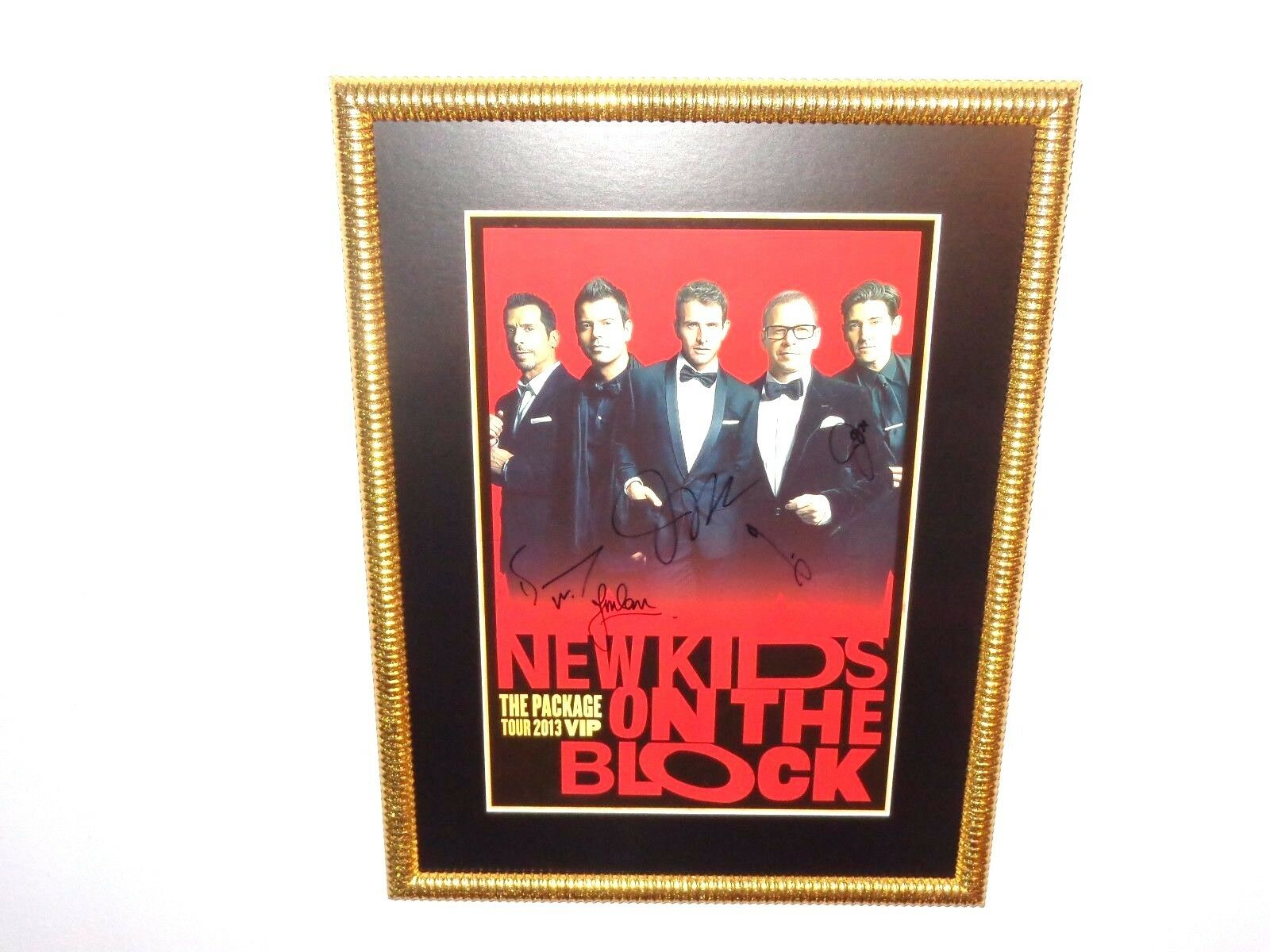 New Kids On The Block Signed Framed Vip Poster Donnie Jordan Joey Jon Danny Coa