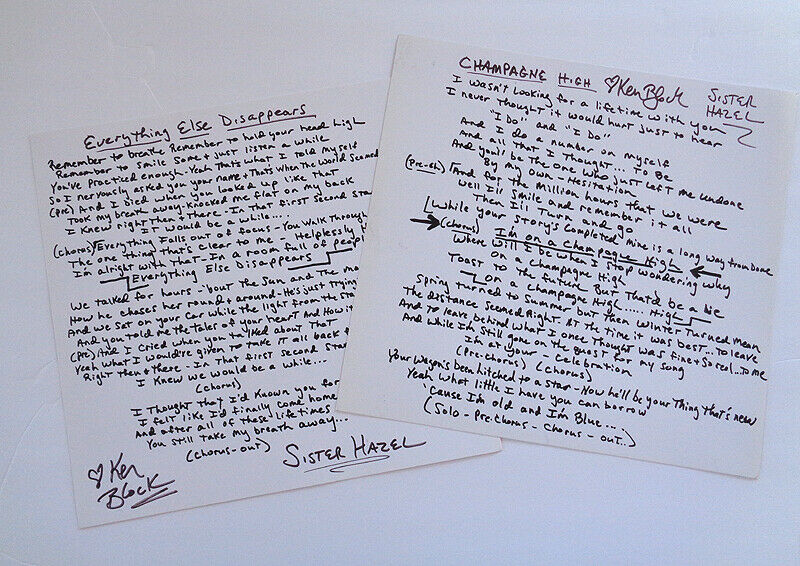 [rare] Signed - Sister Hazel [two 12x12 Lyric Promo Flats] + Coas