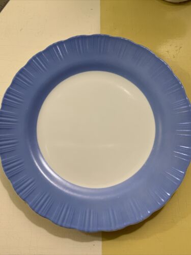 Macbeth Evans Cremax Bordette Pastel Band 9.25" Dinner Plate Pastel Blue