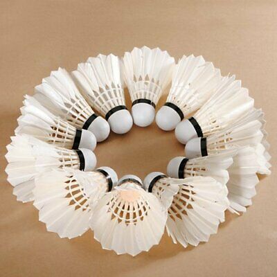 12 Pcs White Feather Birdies Badminton Ball Shuttlecocks Sport Training Train