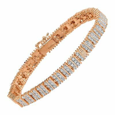 Square Link Tennis Bracelet With Diamonds In 14k Plated Brass, 7.25"