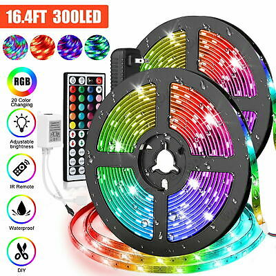 16.4ft Rgb Flexible Strip Light 300led Smd Fairy Lights Remote Room Tv Party Bar
