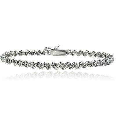 925 Silver 1/4ct Tdw Natural Diamond S Design Tennis Bracelet
