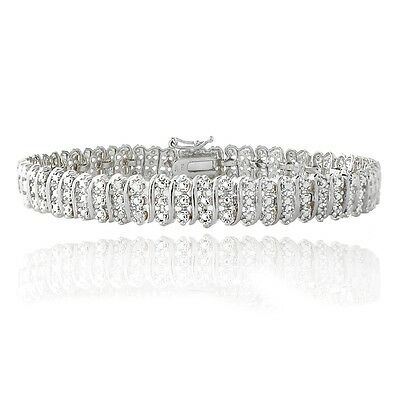 1.00ct Tdw Natural Diamond S Link Tennis Bracelet In Gold Or Silver Plated Brass